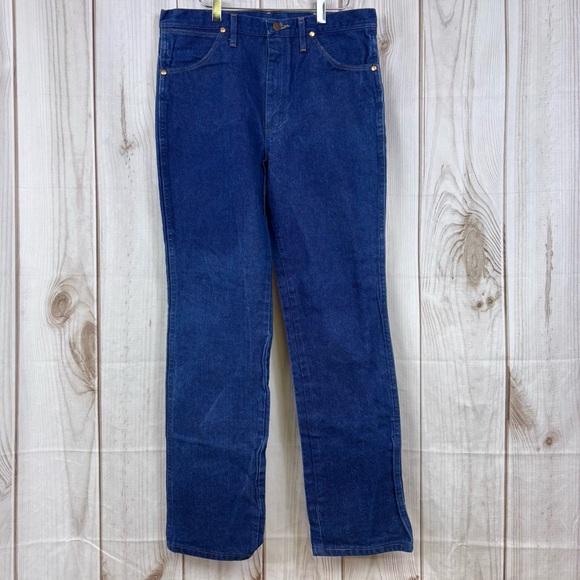Wrangler Other - Wrangler Men's Jeans Cowboy Cut Slim Fit Rigid Indigo Denim Blue Size 34x33